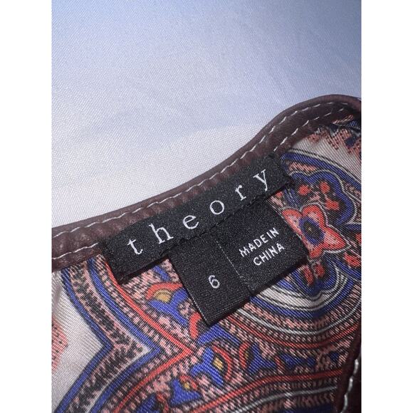 Theory Brindina Veranda Dress Size 6 Purple Paisley Print 100% Silk Shift Mini - Picture 14 of 16